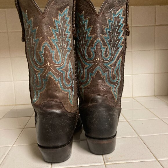 Lucchese Handmade Cowboy Boots Size 10.5 D Snip Toe Blue Embroidery main image 10